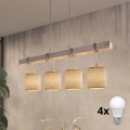 BRILAGI - LED liustra ant laido NUBILA 4xE27/60W/230V pilka/šviesiai ruda