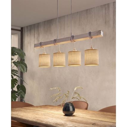 BRILAGI - LED liustra ant laido NUBILA 4xE27/60W/230V pilka/šviesiai ruda