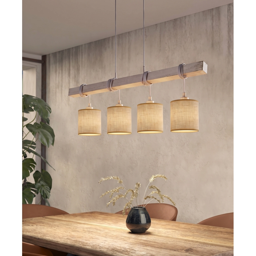 BRILAGI - LED liustra ant laido NUBILA 4xE27/60W/230V pilka/šviesiai ruda