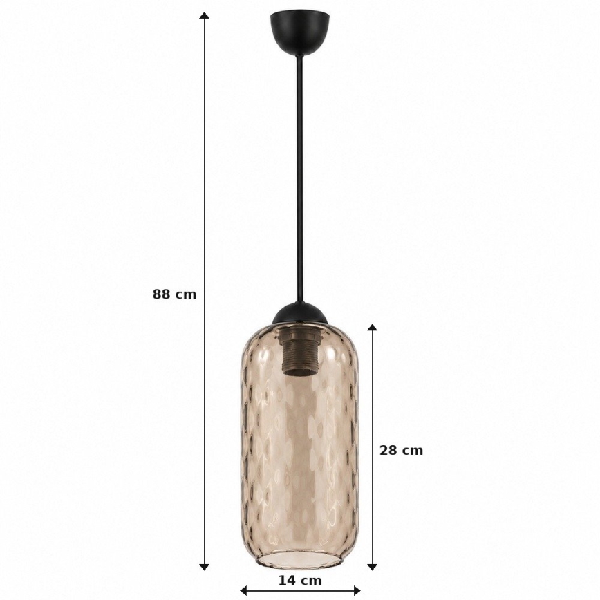 BRILAGI - LED pakabinamas šviestuvas ant laido RETRO GLASS 1xE27/60W/230V skersmuo 14 cm juoda/dūminė ruda
