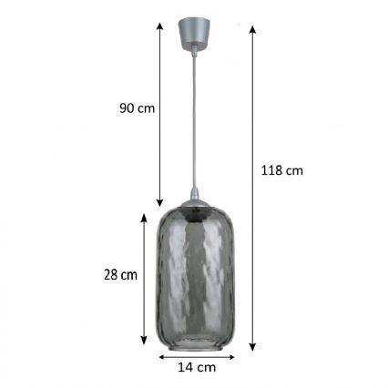 BRILAGI - Pakabinama LED liustra su laidu RETRO GLASS 1xE27/60W/230V Ø 14 cm sidabrinė/dūminė pilka