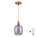 BRILAGI - LED liustra ant laido RETRO GLASS 1xE27/60W/230V skersm. 14 cm auksinė/dūminė pilka