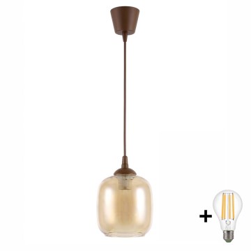 BRILAGI - LED liustra ant laido RETRO GLASS 1xE27/60W/230V skersm. 14 cm ruda/dūminė ruda