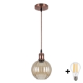 BRILAGI - LED liustra ant laido RETRO GLASS 1xE27/60W/230V skersm. 18 cm varinė/dūminė ruda