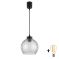 BRILAGI - LED liustra ant laido RETRO GLASS 1xE27/60W/230V skersm. 25 cm juoda/dūminė pilka