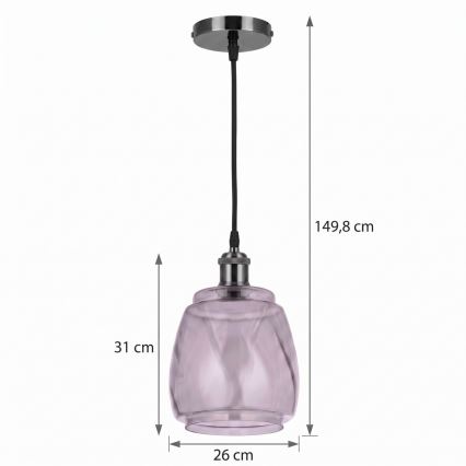 BRILAGI - LED Lustr na lanku RETRO GLASS 1xE27/60W/230V Ø 26 cm juoda/dūminė pilka