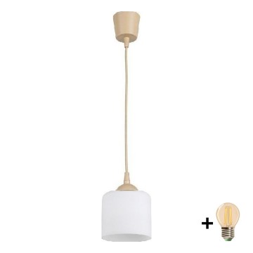 BRILAGI - LED liustra ant laido RETRO GLASS 1xE27/60W/230V skersmuo 10 cm smėlinė/balta