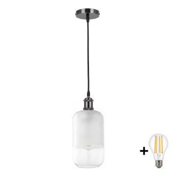 BRILAGI - LED liustra ant laido RETRO GLASS 1xE27/60W/230V skersmuo 14 cm juoda/balta