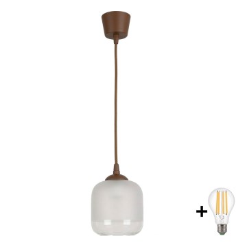 BRILAGI - LED liustra ant laido RETRO GLASS 1xE27/60W/230V skersmuo 14 cm ruda/balta