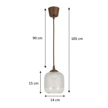 BRILAGI - LED liustra ant laido RETRO GLASS 1xE27/60W/230V skersmuo 14 cm ruda/balta