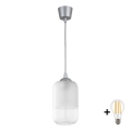 BRILAGI - LED liustra ant laido RETRO GLASS 1xE27/60W/230V skersmuo 14 cm sidabrinė/balta
