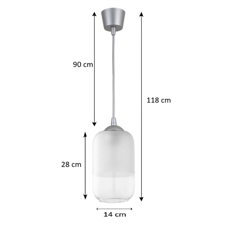BRILAGI - LED liustra ant laido RETRO GLASS 1xE27/60W/230V skersmuo 14 cm sidabrinė/balta