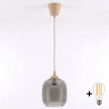 BRILAGI - LED liustra ant laido RETRO GLASS 1xE27/60W/230V skersmuo 14 cm smėlinė/dūminė pilka