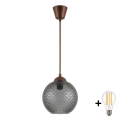 BRILAGI - LED liustra ant laido RETRO GLASS 1xE27/60W/230V skersmuo 18 cm ruda/dūminė pilka