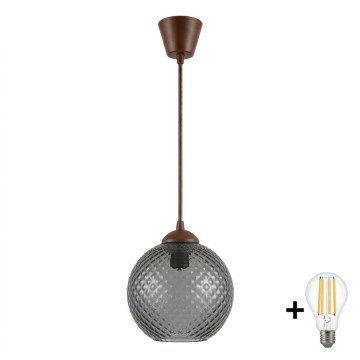 BRILAGI - LED liustra ant laido RETRO GLASS 1xE27/60W/230V skersmuo 18 cm ruda/dūminė pilka