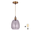 BRILAGI - LED liustra ant laido RETRO GLASS 1xE27/60W/230V skersmuo 26 cm auksinė/dūminė pilka