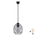 BRILAGI - LED liustra ant laido RETRO GLASS 1xE27/60W/230V, skersmuo 26 cm, juoda/dūmų pilka