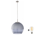 BRILAGI - LED liustra ant laido RETRO GLASS 1xE27/60W/230V skersmuo 38 cm matinis chromas/dūminė pilka