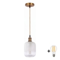 BRILAGI - LED liustra ant laido RETRO GLASS 1xE27/60W/230V Ø 14 cm auksinė/balta