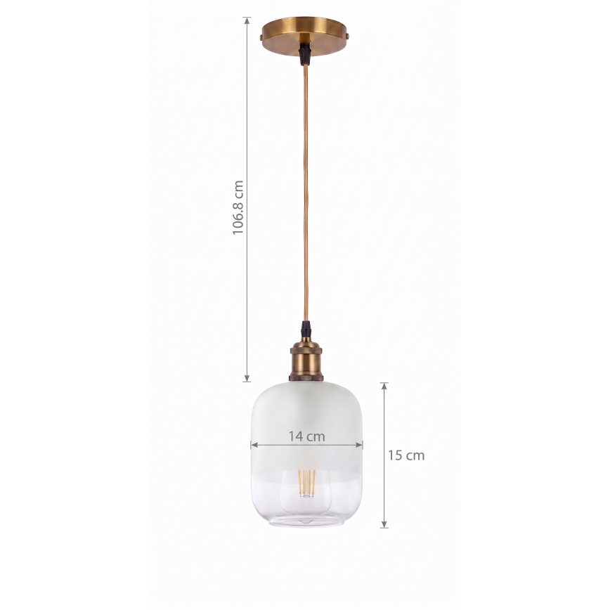 BRILAGI - LED liustra ant laido RETRO GLASS 1xE27/60W/230V Ø 14 cm auksinė/balta