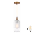 BRILAGI - LED liustra ant laido RETRO GLASS 1xE27/60W/230V Ø 14 cm auksinė/balta