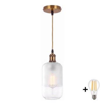 BRILAGI - LED liustra ant laido RETRO GLASS 1xE27/60W/230V Ø 14 cm auksinė/balta