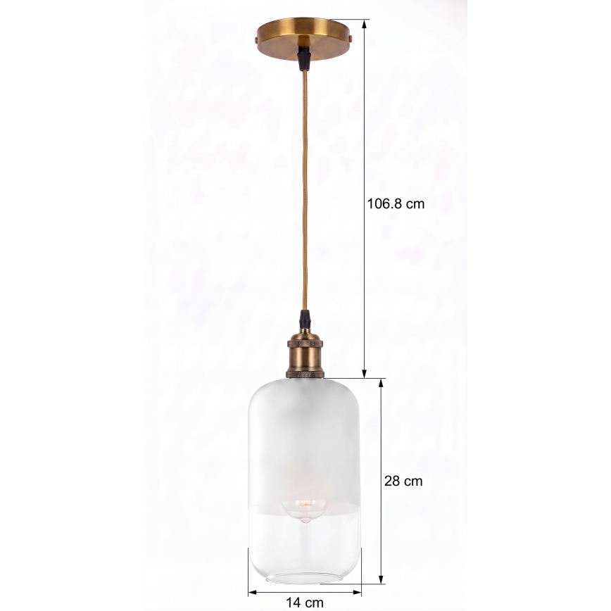 BRILAGI - LED liustra ant laido RETRO GLASS 1xE27/60W/230V Ø 14 cm auksinė/balta