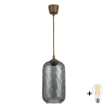 BRILAGI - LED liustra ant laido RETRO GLASS 1xE27/60W/230V Ø 14 cm ruda/dūminė pilka