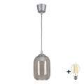 BRILAGI - LED liustra ant laido RETRO GLASS 1xE27/60W/230V Ø 14 cm sidabrinė/dūminė pilka