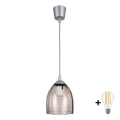 BRILAGI - LED liustra ant laido RETRO GLASS 1xE27/60W/230V Ø 17 cm sidabrinė/dūminė smėlinė