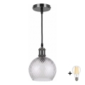 BRILAGI - LED liustra ant laido RETRO GLASS 1xE27/60W/230V Ø 25 cm juoda/dūminė pilka