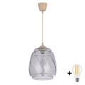 BRILAGI - LED liustra ant laido RETRO GLASS 1xE27/60W/230V Ø 26 cm smėlinė/dūminė pilka