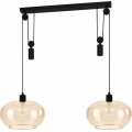 BRILAGI - LED liustra ant laido RETRO GLASS 2xE27/40W/230V juoda/dūminė smėlinė