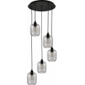 BRILAGI - LED liustra ant laido RETRO GLASS 5xE27/60W/230V juoda/dūminė pilka