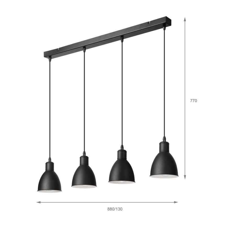 Brilagi - LED liustra ant laido RIDDY 4xE27/60W/230V, juoda
