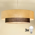 Brilagi - LED liustra ant troselio BOHO STYLE 3xE27/15W/230V skersmuo 80 cm kreminė/ruda
