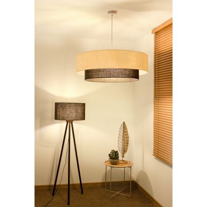 Brilagi - LED liustra ant troselio BOHO STYLE 3xE27/15W/230V skersmuo 80 cm kreminė/ruda