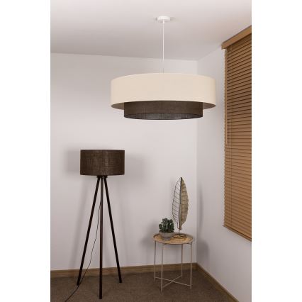 Brilagi - LED liustra ant troselio BOHO STYLE 3xE27/15W/230V skersmuo 80 cm kreminė/ruda