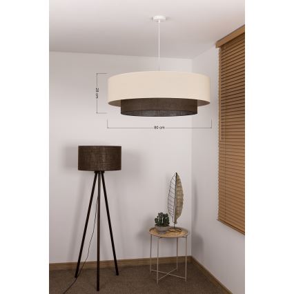 Brilagi - LED liustra ant troselio BOHO STYLE 3xE27/15W/230V skersmuo 80 cm kreminė/ruda