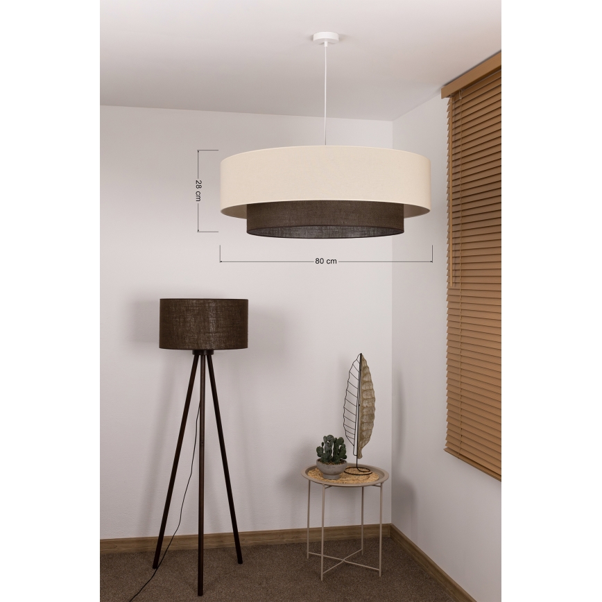 Brilagi - LED liustra ant troselio BOHO STYLE 3xE27/15W/230V skersmuo 80 cm kreminė/ruda