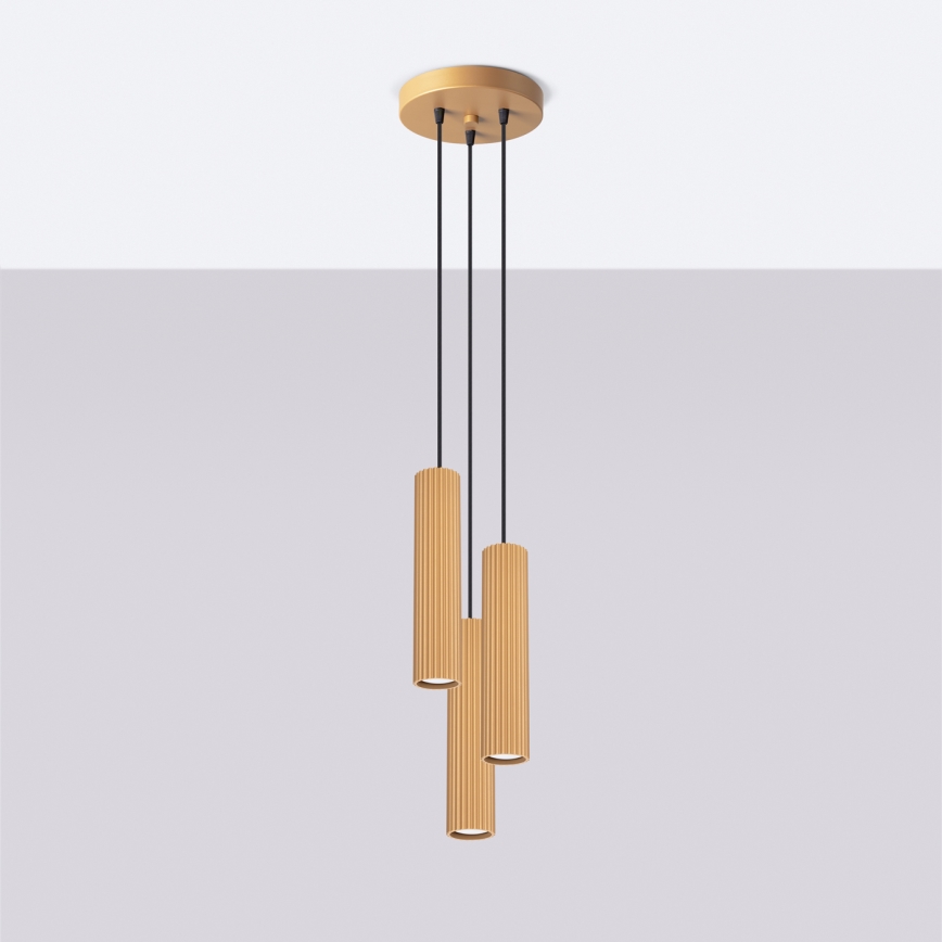 Brilagi - LED liustra ant troselio CRESTO 3xGU10/10W/230V auksinė