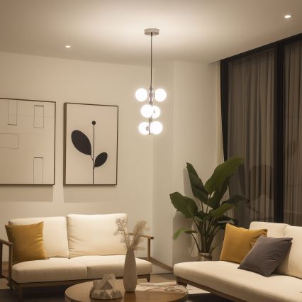 Brilagi - LED liustra ant troselio MILLA 6xG9/3W/230V juodas chromas/balta