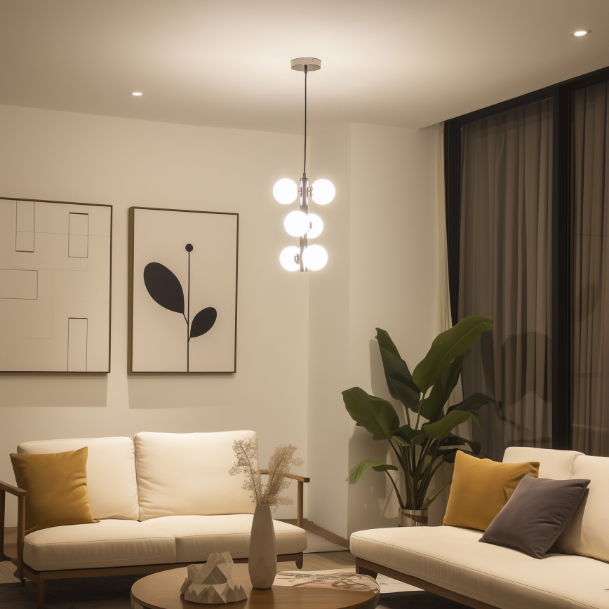 Brilagi - LED liustra ant troselio MILLA 6xG9/3W/230V juodas chromas/balta