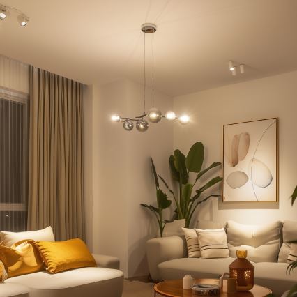 Brilagi - LED liustra ant troselio MISTEL 6xG9/3W/230V juodas chromas/dūminis