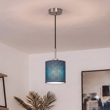 Brilagi - LED liustra ant troselio NUBILA 1xE27/60W/230V skersmuo 14 cm juoda/tamsiai mėlyna
