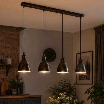 Brilagi - LED liustra ant troselio RIDDY 4xE27/60W/230V varinė/patina