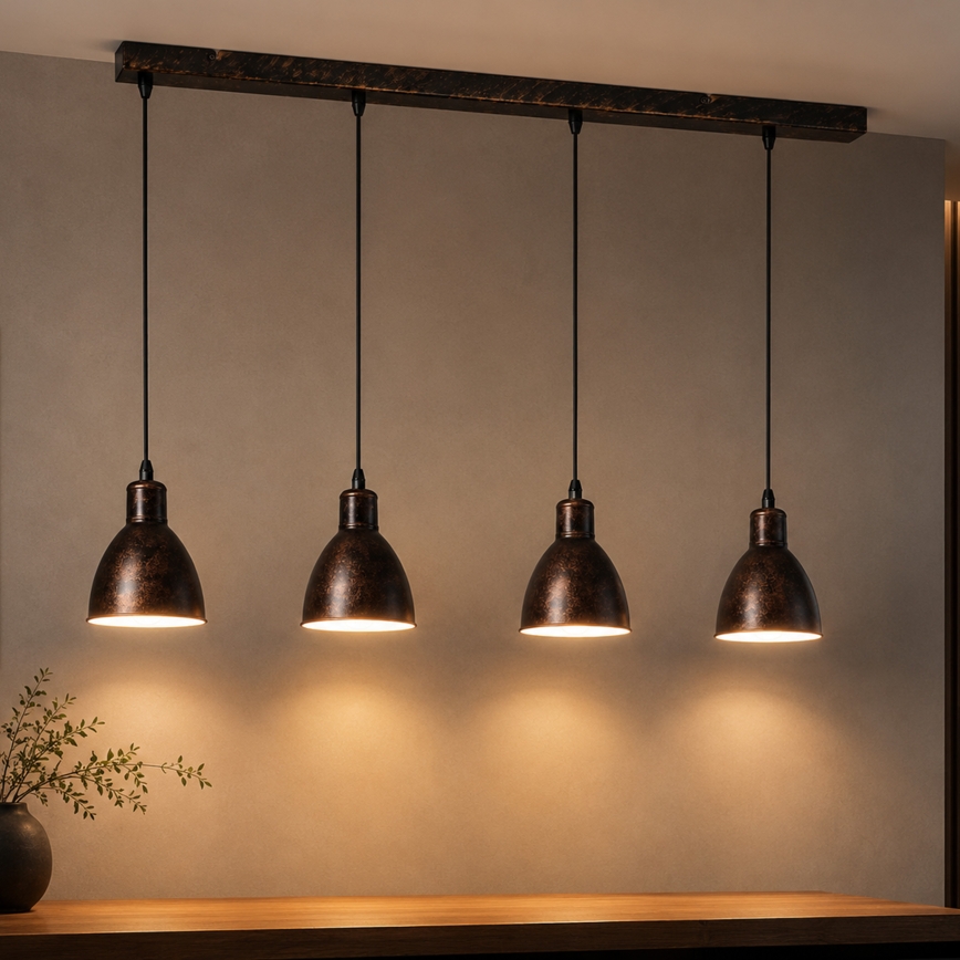 Brilagi - LED liustra ant troselio RIDDY 4xE27/60W/230V varinė/patina