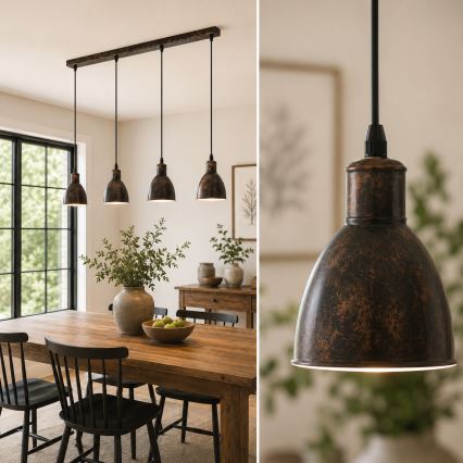 Brilagi - LED liustra ant troselio RIDDY 4xE27/60W/230V varinė/patina