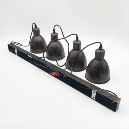 Brilagi - LED liustra ant troselio RIDDY 4xE27/60W/230V varinė/patina