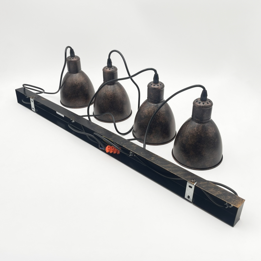 Brilagi - LED liustra ant troselio RIDDY 4xE27/60W/230V varinė/patina